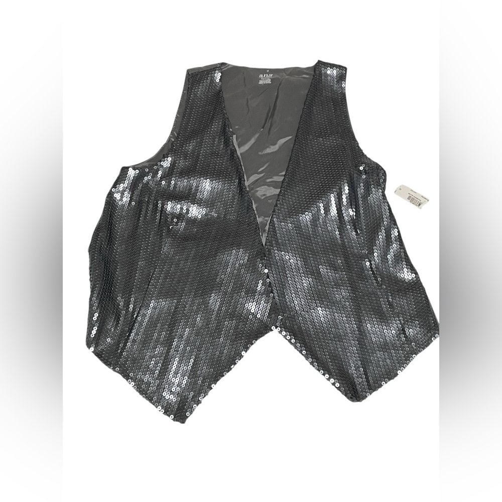 Womens Ana Metallic Silver Grey Sequin Vest